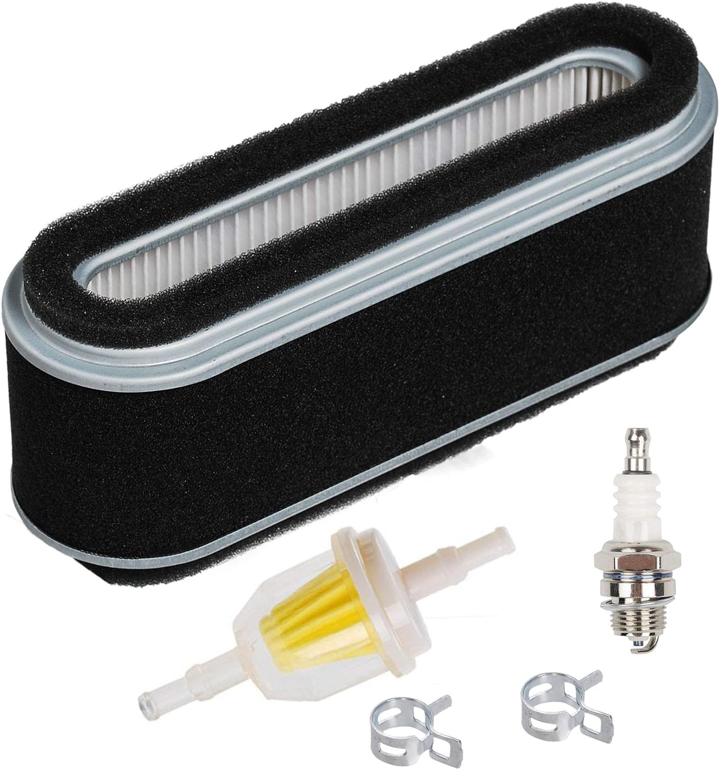 HIFROM Air Filter Combo Pre Filter Fuel Filter Spark Plug Tune Up Kit fit for Kawasaki FB460 John Deere 112L 160 165 GX95 RX95 SRX95 Gravely 12.5 HP Engines 11013-2021 AM101090 042926
