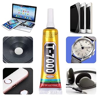 T7000 Glue Black for Cell Phone Repair Tablets Laptop, Multipurpose 6Pcs 15ML T-7000 Precision Adhesive Watch Speakers Headphone DIY Craft Paper Plastic Model Glass Ceramic Super Bond Medium Viscosity