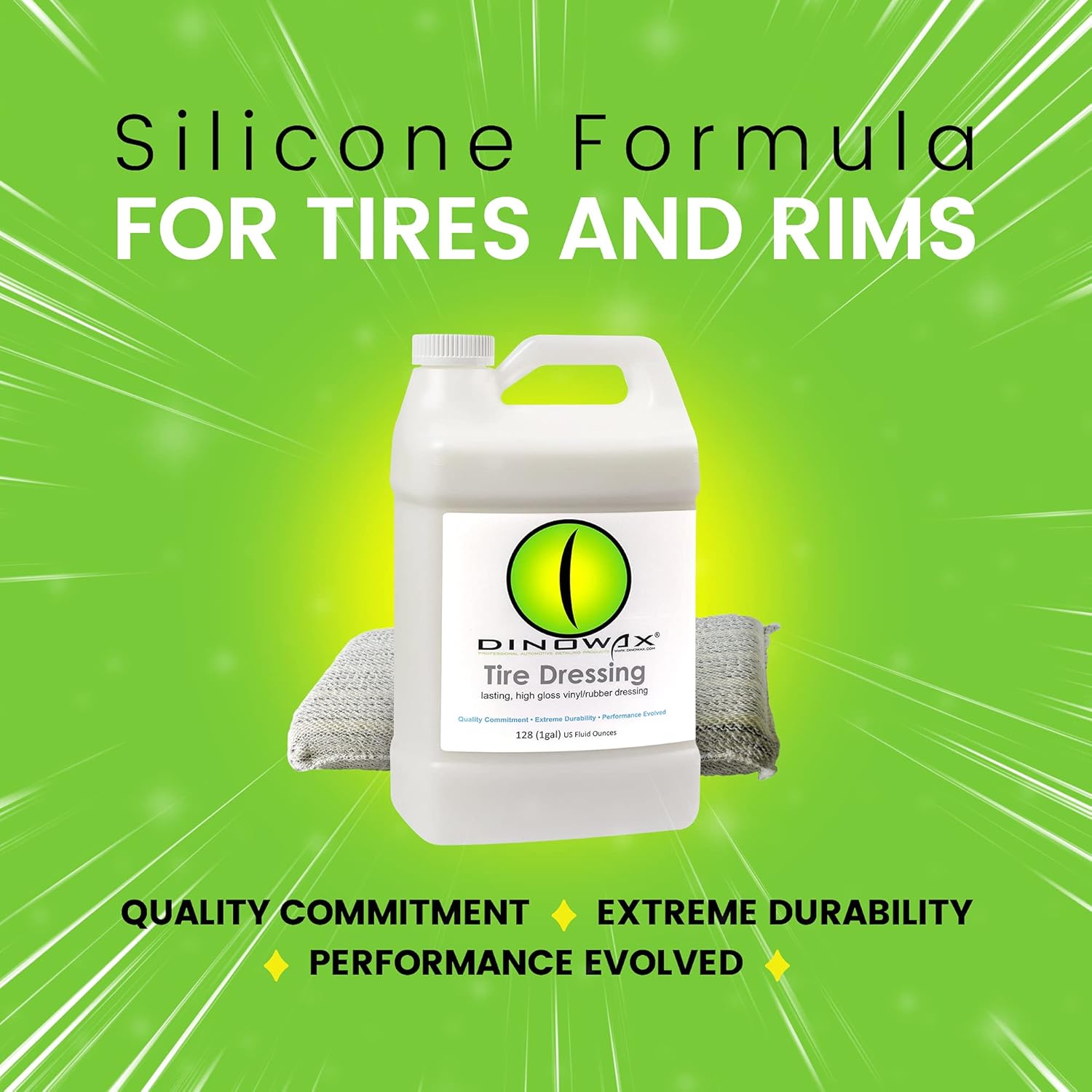 Dinowax - Tire Dressing, Tire Shine, Tire, Vinyl, and Rubber Dressing, Tire and Wheel Care Products 128oz