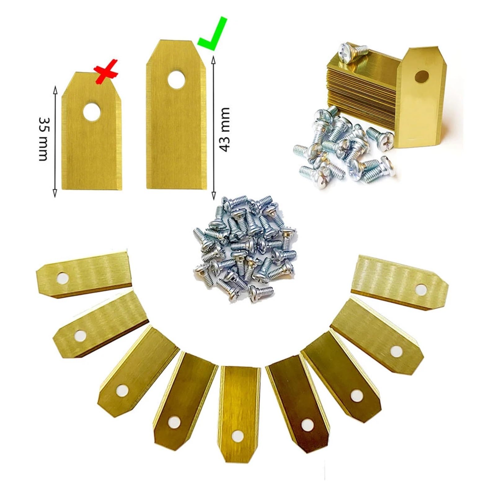 Obtenga Resultados de Corte Rendimiento Duradero con Estas Cuchillas de Acero Inoxidable de 43 mm for cortacéspedes robóticos.(30pcs Sliver)