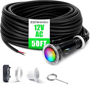 Pool Lights for Inground Pool, Direct Replacement for Pentair GloBrite MicroBrite, 1.5 Inch LED Color Inground Pool & Spa Light, IP68 Waterproof, AC12V, 50 ft Cord