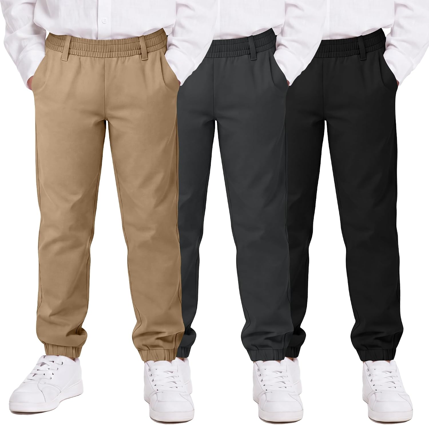 3 Pack Boys' School Uniform Pants, 3-Color, 13-14 Years