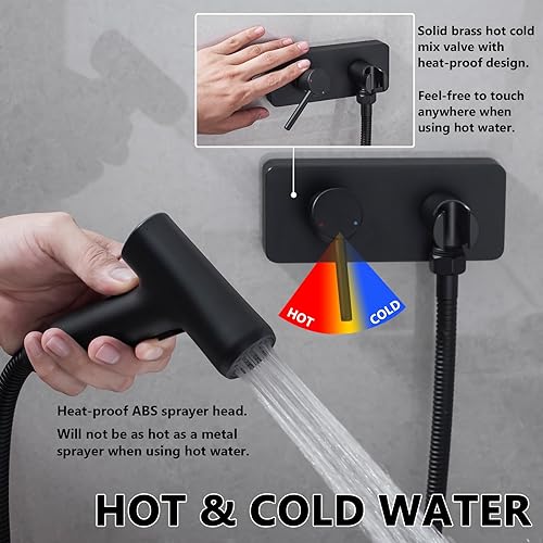 Miniatura 4 de Pulverizador de bidé de mano de latón para inodoro caliente y frío, ajustable para tocador de baño, accesorio de grifo de bidé de montaje lateral,