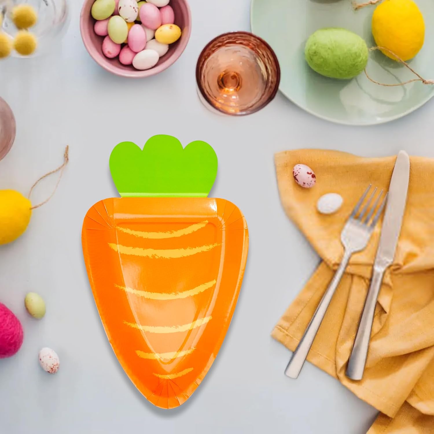 72 Pcs Easter Paper Plates Carrot Shape Disposable Picnic Plate Cute Paper Plate Spring Easter Party Dessert Plates for Home Dining Table Decor Holiday Party Supplies