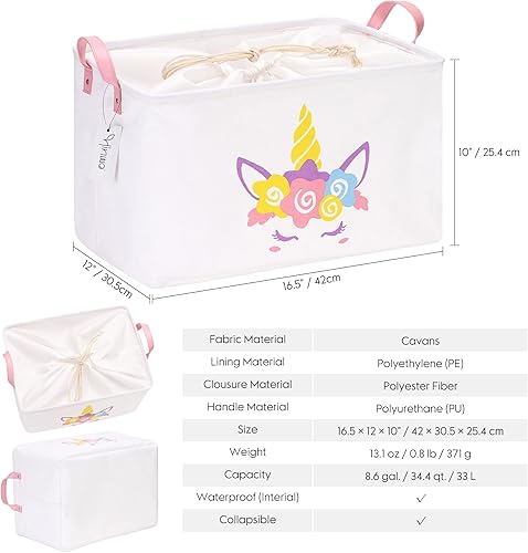 Miniatura 10 de Hinwo Cesta de almacenamiento grande de tela de lona con asas, contenedor rectangular de 33L8.6 galones, caja de almacenamiento plegable, ropa,