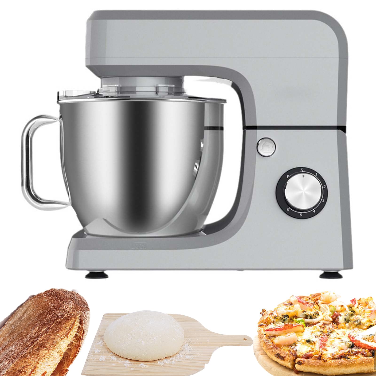 Impastatrice elettrica, 1800 W, 6 velocità, Testa inclinabile, impastatrice da Cucina 3 in 1 per cuochi quotidiani con Ciotola da 10 Litri, Gancio per impastare, Frusta, Frusta (Colore: C)