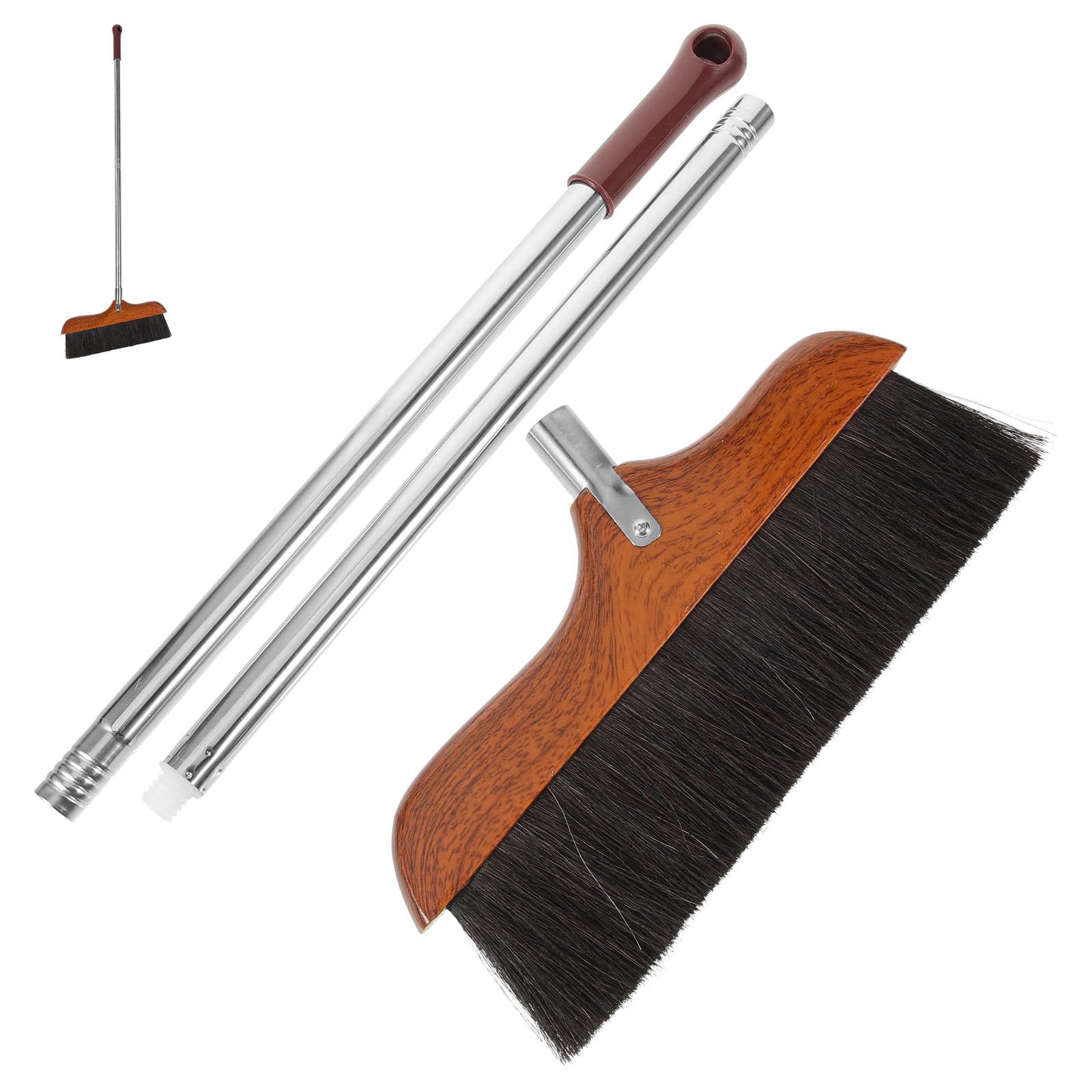 Escoba de Limpieza para Hogar Mango Largo, Cerdas Suaves de Madera y Plástico, Adecuado para Barrer Superficies Grandes en Casa y Oficina