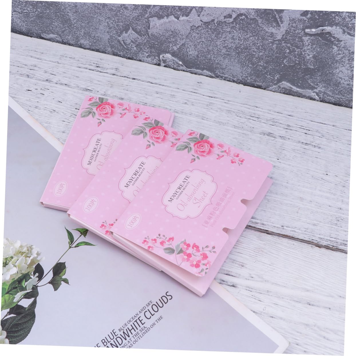 POPETPOP 3sets Oil Blotting Paper for Oily Skin Natural Fiber Absorbing Sheets Makeup Facial Oil Remover Portable 100pcs*3