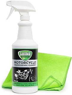 Shine Doctor Motorcycle Cleaner 32 oz. with Microfiber Towel Cleans Chrome, Leather, Vinyl, Glass and Removes Grime and Gr...