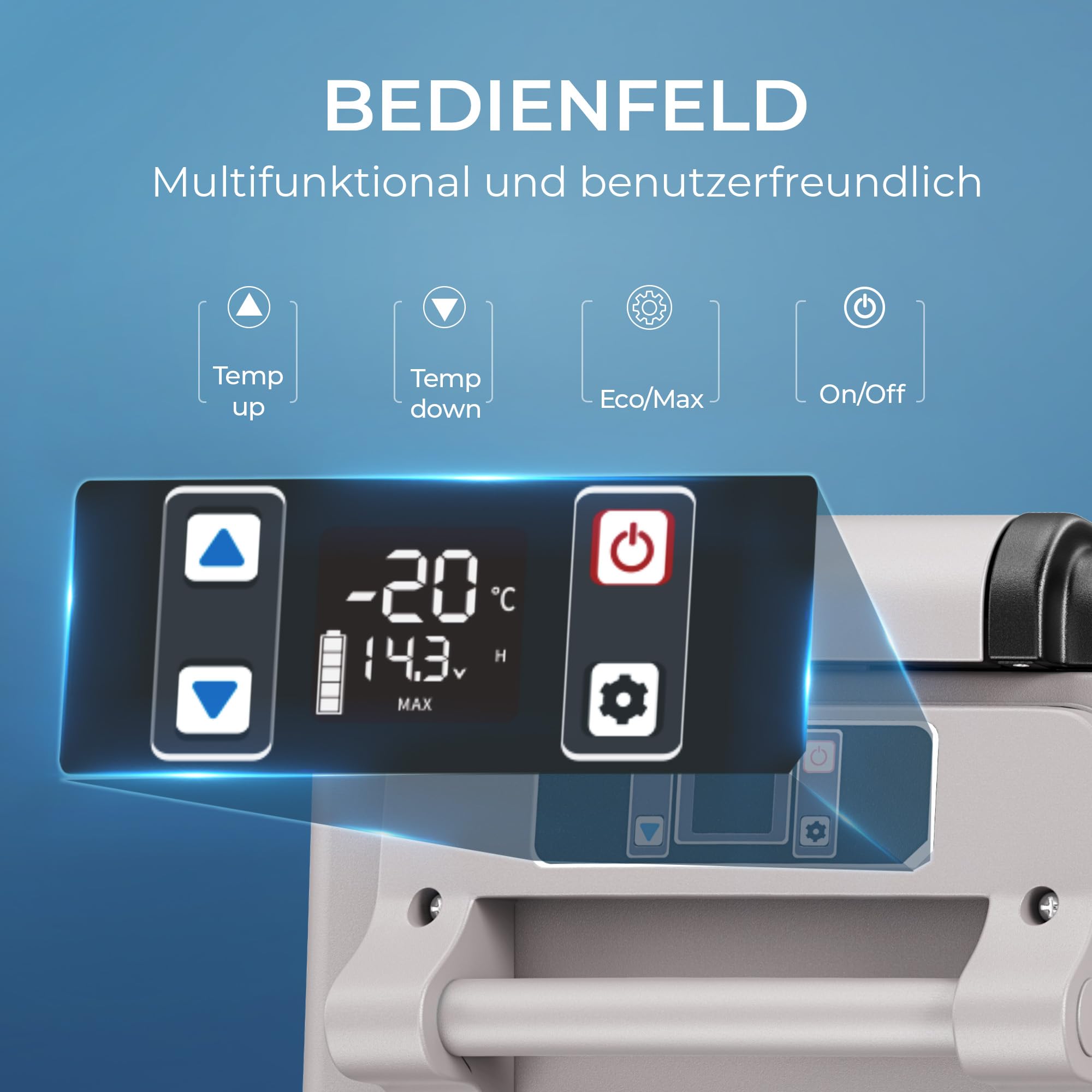 EUHOMY 40L Kompressor Kühlbox -20℃~20℃ 15-Min Schnellkühlung APP Steuerung ECO-Modus MAX-Modus 12/24V DC 100-240V AC 3-Stufen Batterieschutz Tragbar Leise