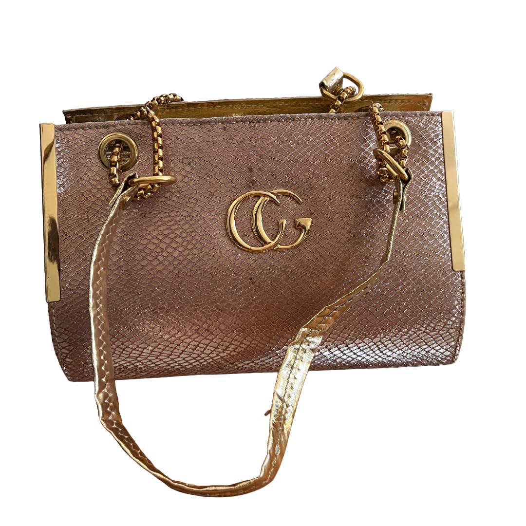 Fashion Waves Designer Studio Women Shimmery Pink Synthetic Polyester Shoulder Strap Zipper Rectangle Handbag Potli Bag For Women India-image-1