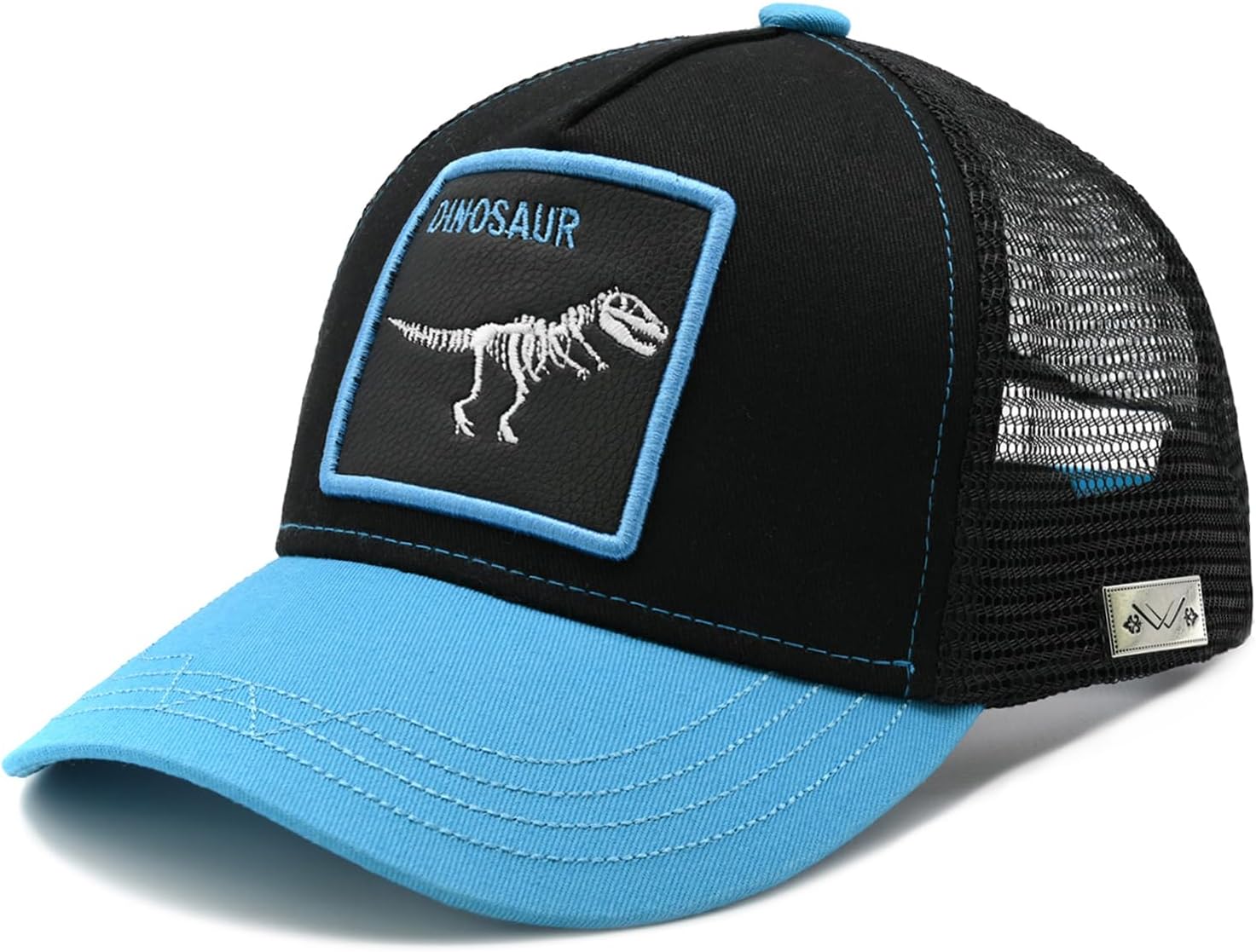 Boys' Dinosaur Trucker Hat, Adjustable Embroidered Dino Mesh Baseball Cap Snapback for Kids Age 2-6