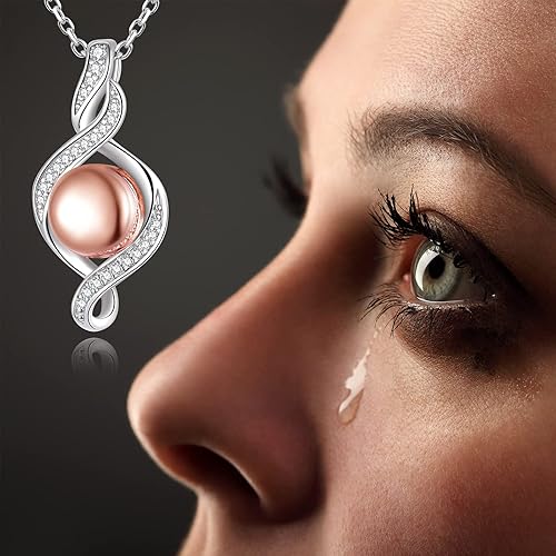 Miniatura 2 de Collar de urna de plata de ley 925, colgante de cenizas conmemorativas, recuerdo conmemorativo, chapado en oro rosa, joyería de cremación para