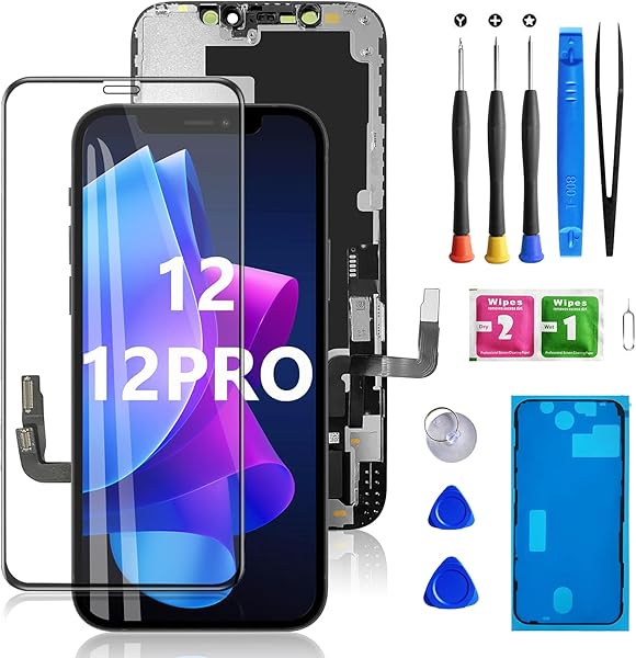 for iPhone 12/12 Pro Screen Replacement 6.1 inch, 3D Touch LCD Screen Digitizer Front Display Assembly with Tempered Glass+Waterproof Seal+Repair Tools