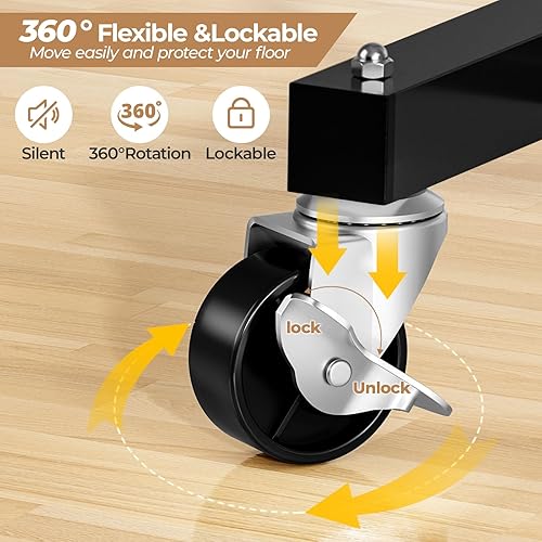 Miniatura 4 de Abiglifty Perchero de doble barra para colgar ropa, perchero con ruedas, organizador portátil de armario para lavandería, habitación (negro)