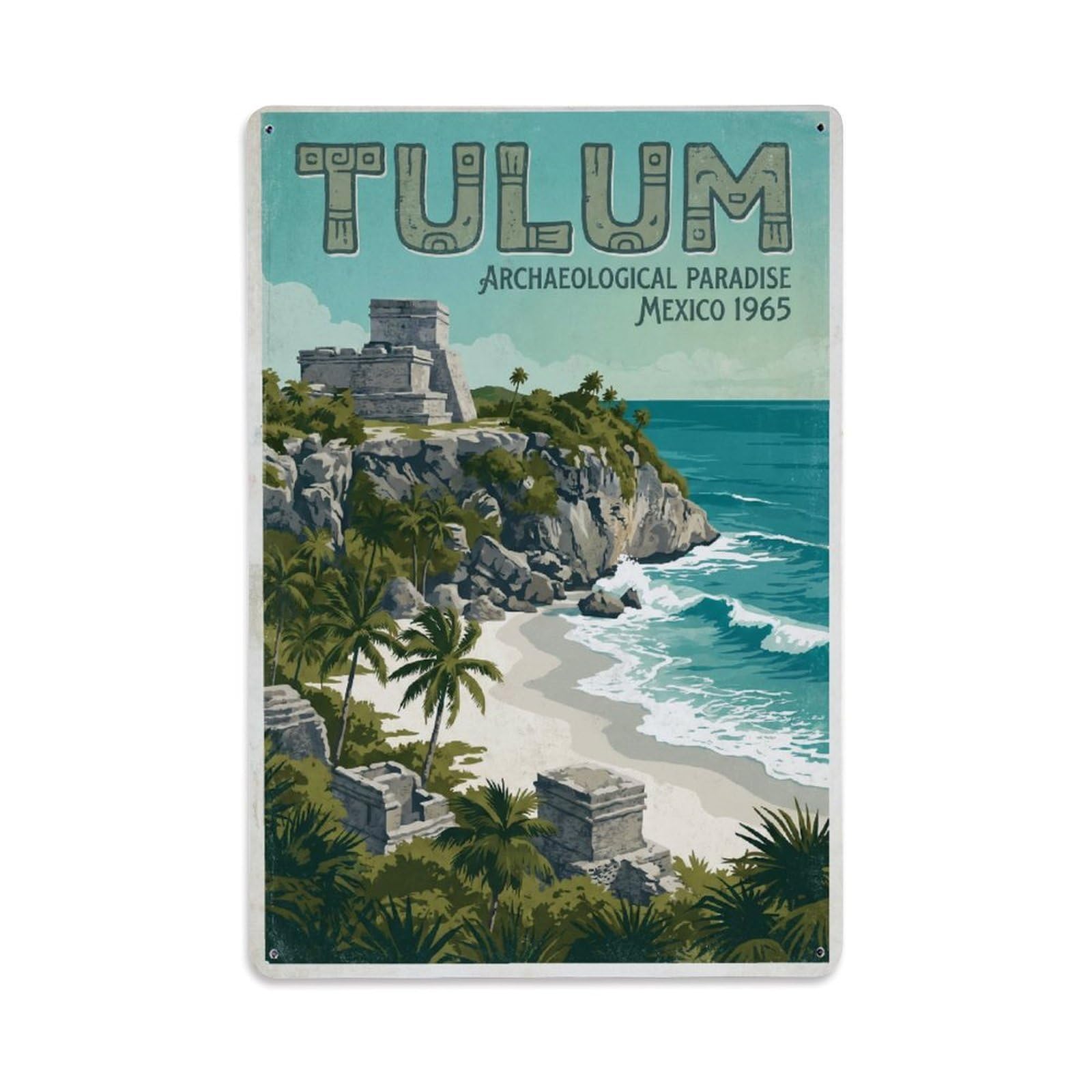 Huiyhb 8X12inch(20X30cm) Travel Vintage Mexico Tulum Metal Tin Sign
