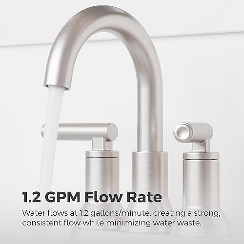 Miniatura 8 de Pfister Capistrano LF048CSOGS - Grifo para lavabo de baño, centro de 4 pulgadas, 2 asas, 3 agujeros, acabado de níquel cepillado de defensa contra