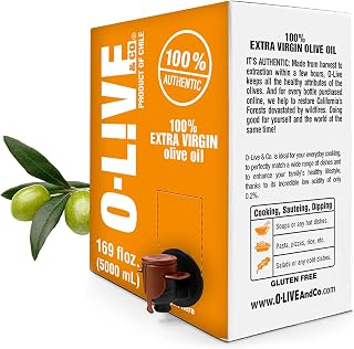 O-Live & Co. - Extra Virgin Olive Oil - Bulk - Smooth Mild and Fruity Flavor - First Cold Pressed - Estate Grown and Bottled - Perfect for Salad Dressings, Marinades, Sauteing, Stir Frying, & Baking - NON-GMO - Kosher - Gluten Free - (5L) 169 Fl Oz