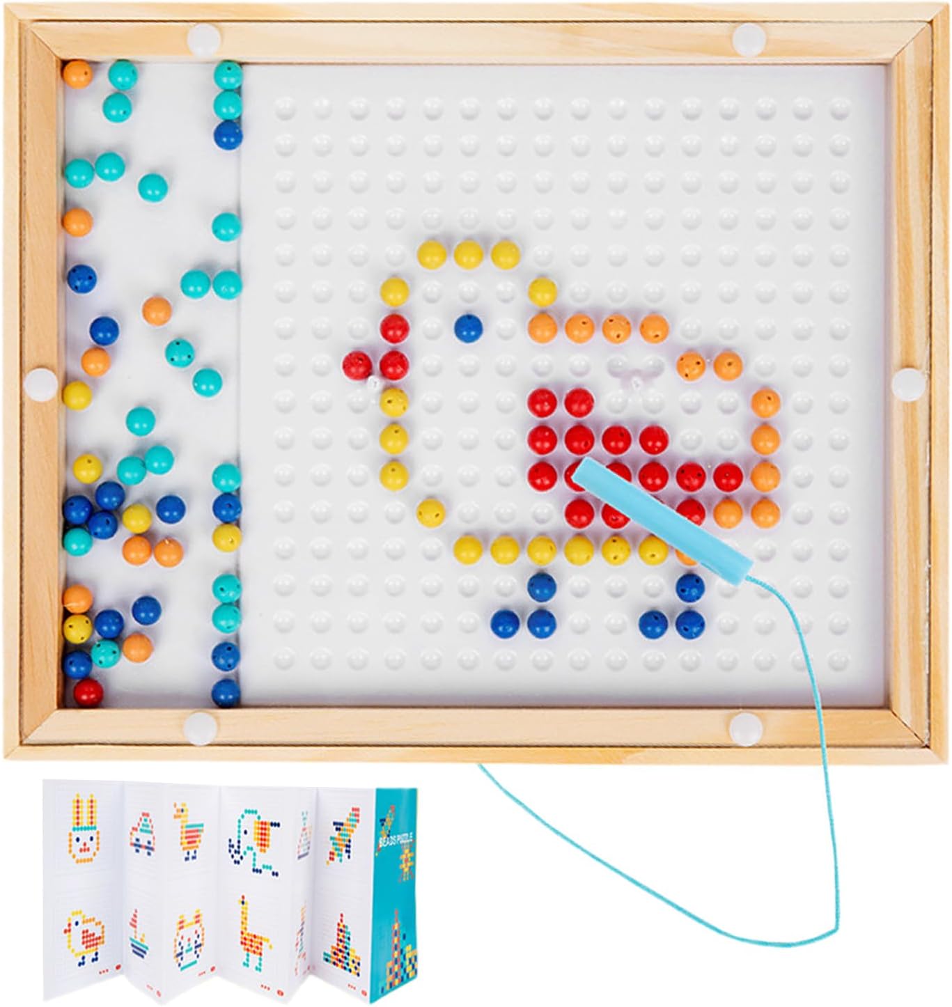 Magnet Doodle Board with Beads,with Pen Preschool Learning Educational Large Stencil Art,Dot Drawing Board Travel Activities | for Boys Kids Preschoolers Kindergarten Students Children Daughter Son