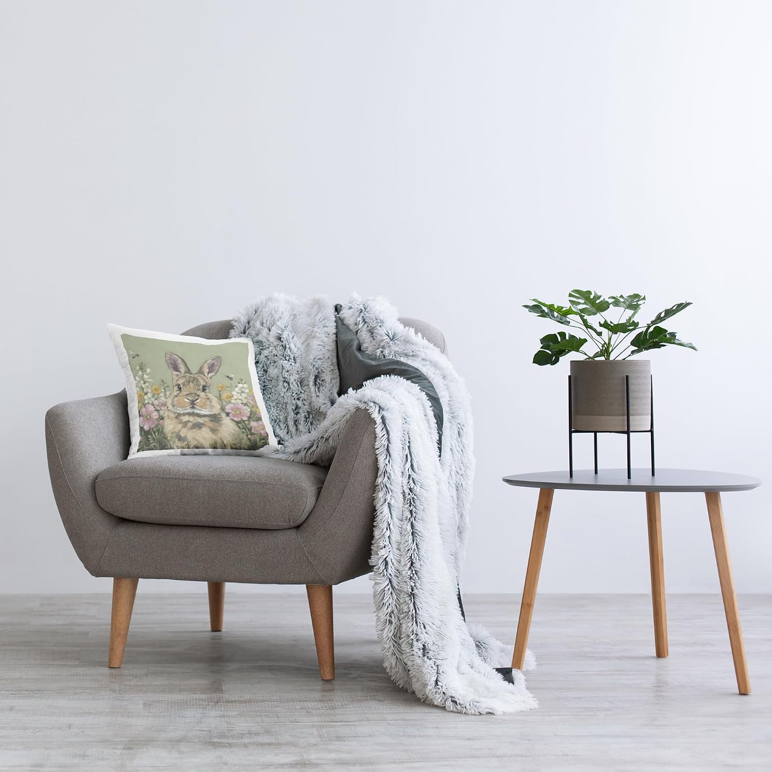 Stupell Industries 'Spring Abloom Rabbit', Indoor Pillow, 18 x 18 - Made in USA - By Artist Sara G. Designs