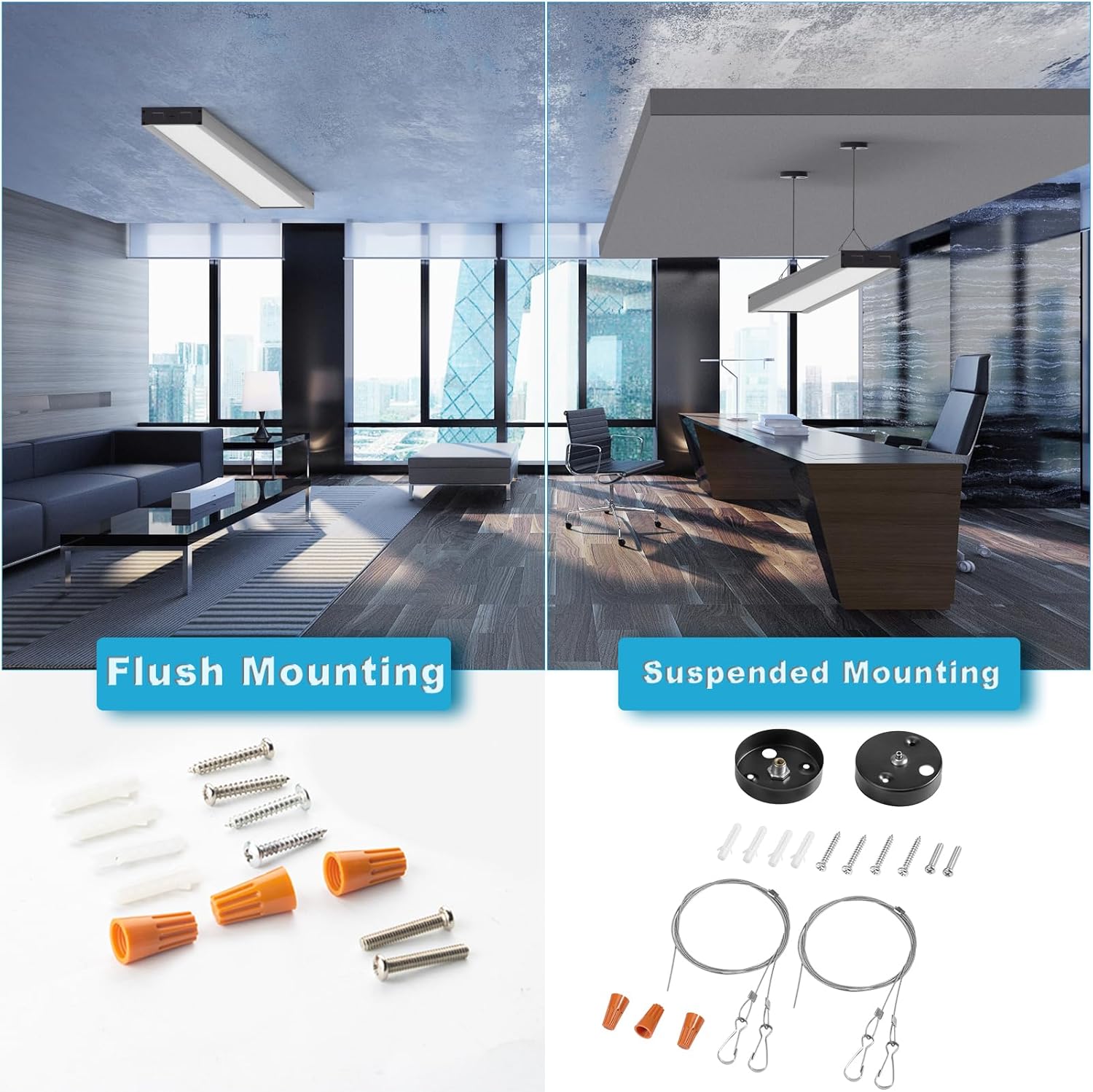 Lightdot 4FT-5IN LED Wraparound Shop Lights, 100-277v Linkable, 50W 4FT LED Light Fixtures for Garage Workshop Supermarket, 7000LM [Eqv. 400W] 5000K Black, Flush and Hanging Mouting Available-10Pack