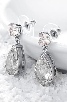 Earrings for Women and Girls | Multicolor Stone Crystal | Silver Tone Drops | Oval Shaped | Birthday Gift for Girls and Women Anniversary Gift for Wife