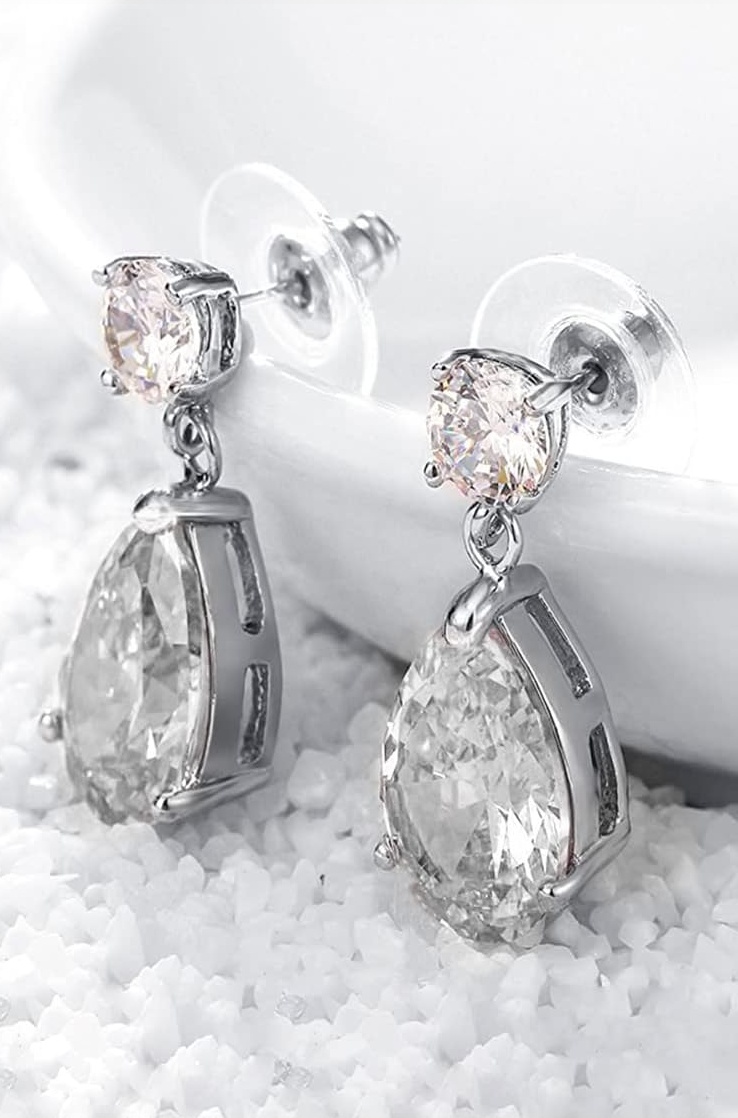 Earrings for Women and Girls | Multicolor Stone Crystal | Silver Tone Drops | Oval Shaped | Birthday Gift for Girls and Women Anniversary Gift for Wife