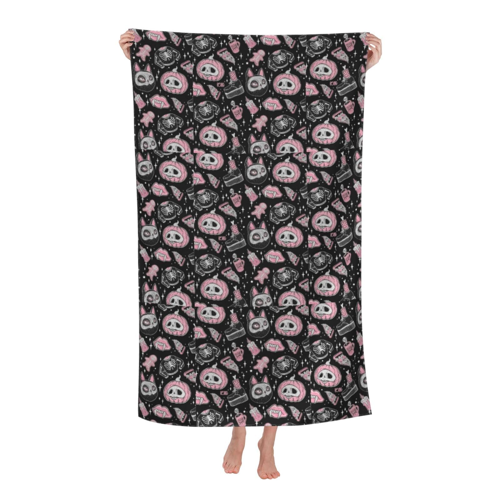 Cbaaghh Halloween Pumpkin Cat Print Adult Beach Towels,Beach & Pool Towel,Beach Towels,Towels For Camping