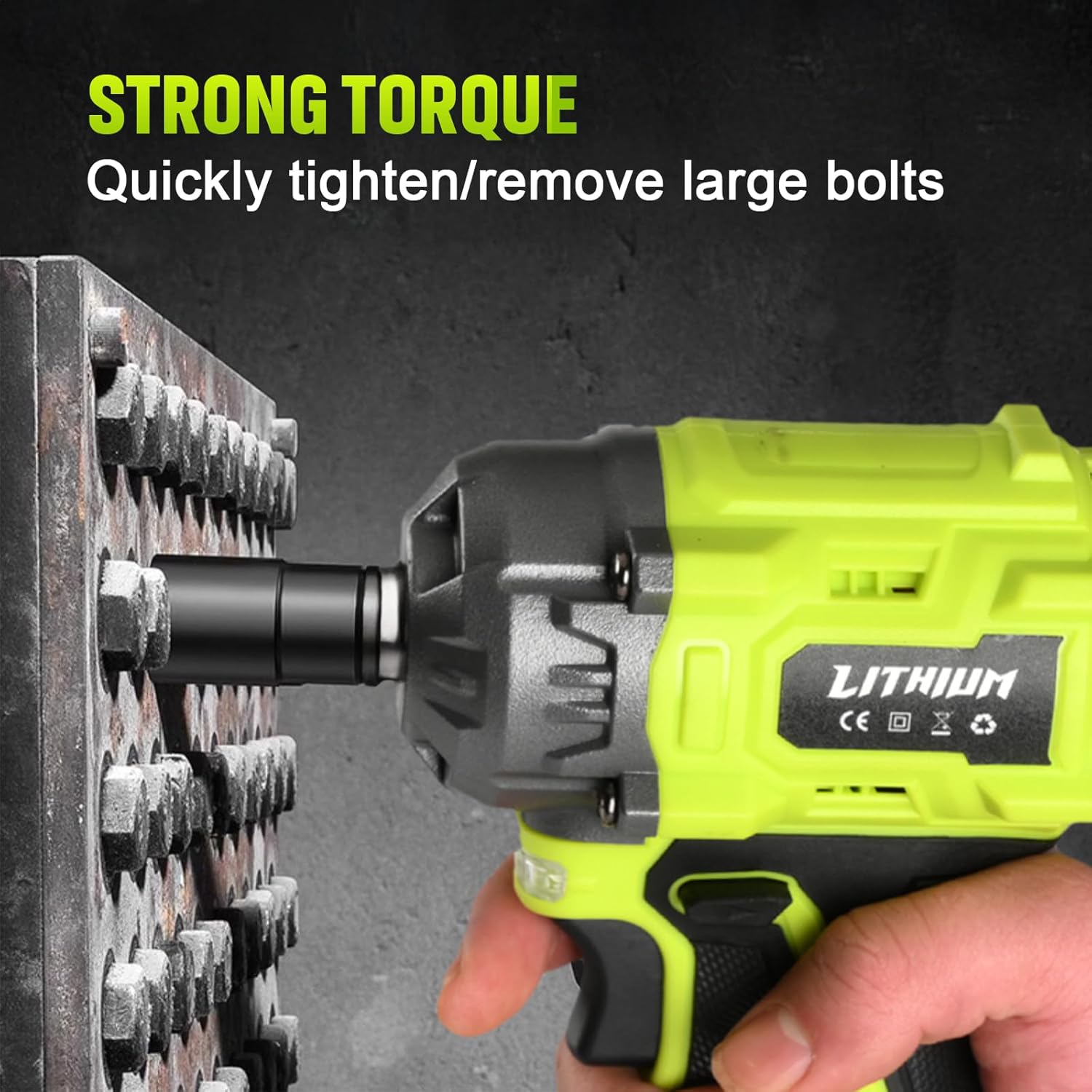 High efficiency cordless 400ft lbs (550n.m) 1/2 inch brushless high torque impact wrench set: including impact grab battery and charger, suitable for household electric maintenance