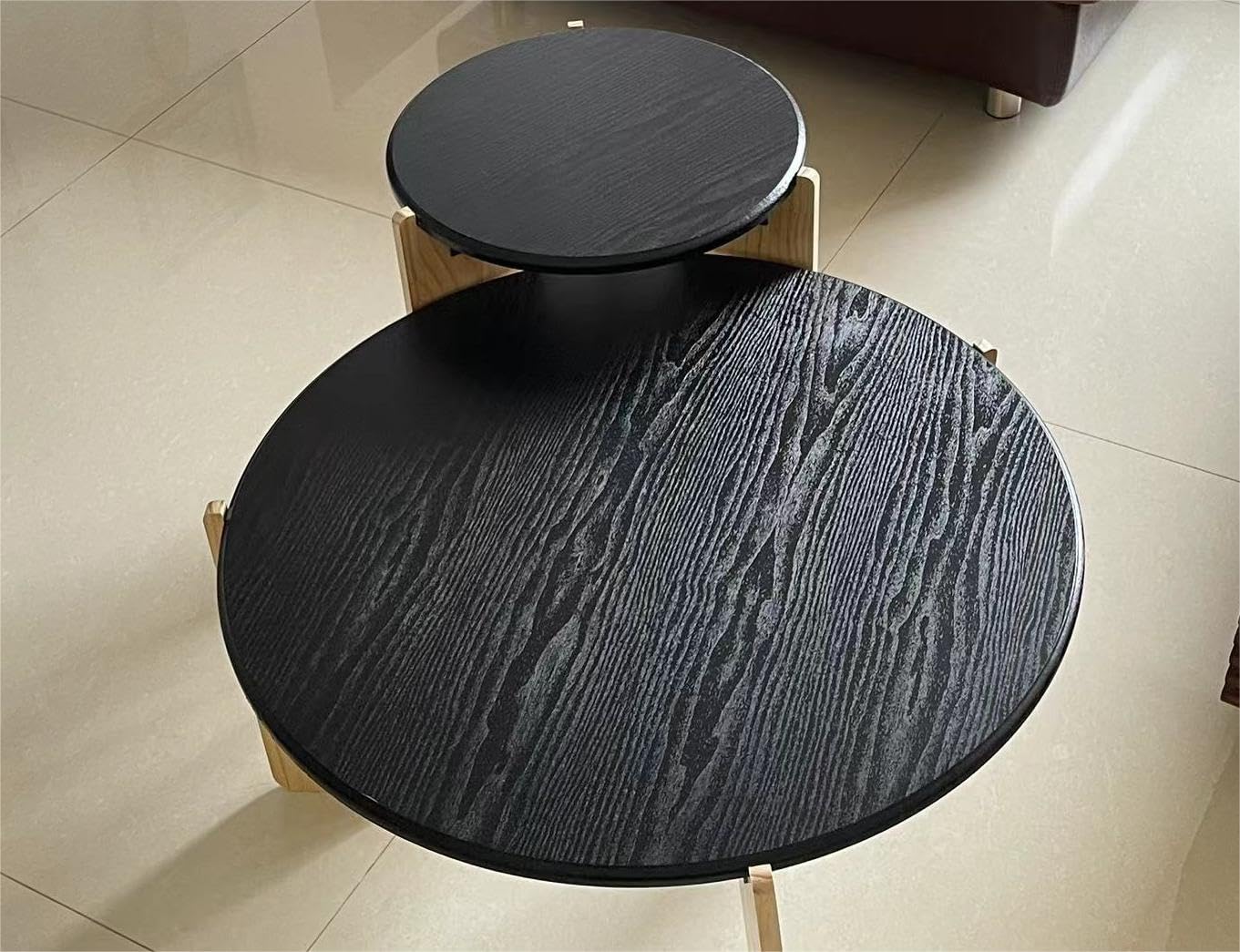 Photo 1 of ***stock photo reference only*** Modern Farmhouse Living Room Coffee Table Set,Round Coffee Table, Living Room Table Nesting Table Round Table Natural Finish with Handcrafted Wood (white )