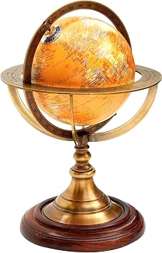 12 inch Approx Vintage Brass Antique Armillary Tabletop Marine Sphere Globe Nautical D cor Dimentions 11 H x 8 W x 6 L