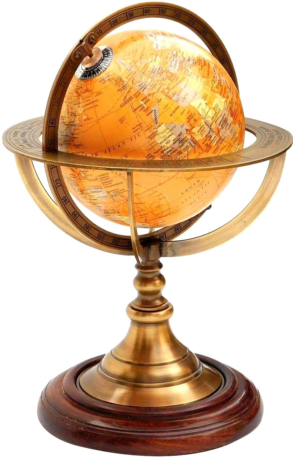Esfera armilar de latón antiguo de 30 cm para decoración náutica de escritorio