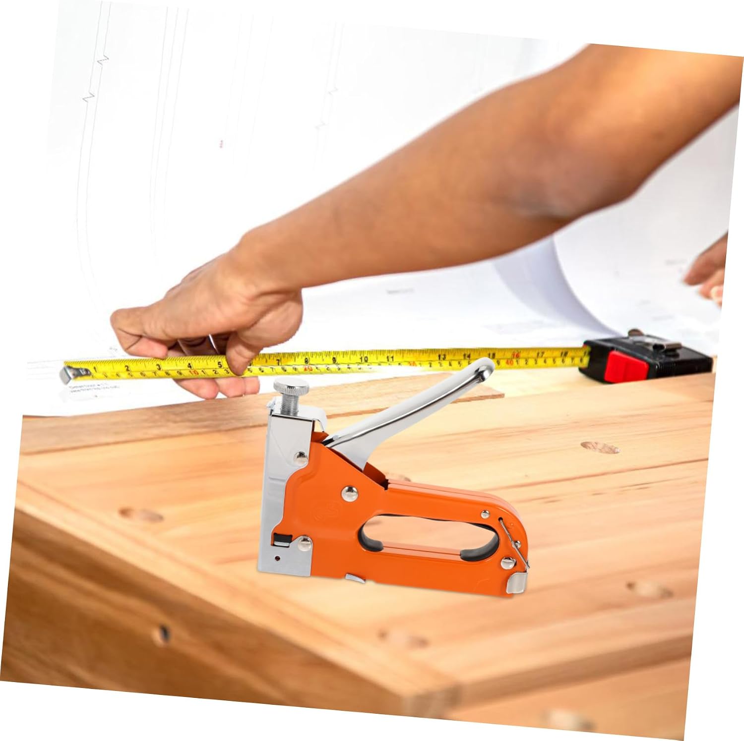PRETYZOOM Manual Wood Staple Gun Set with Staple Remover Heavy Duty Woodworking Stapler for Upholstery and Carpentry for DIY Projects