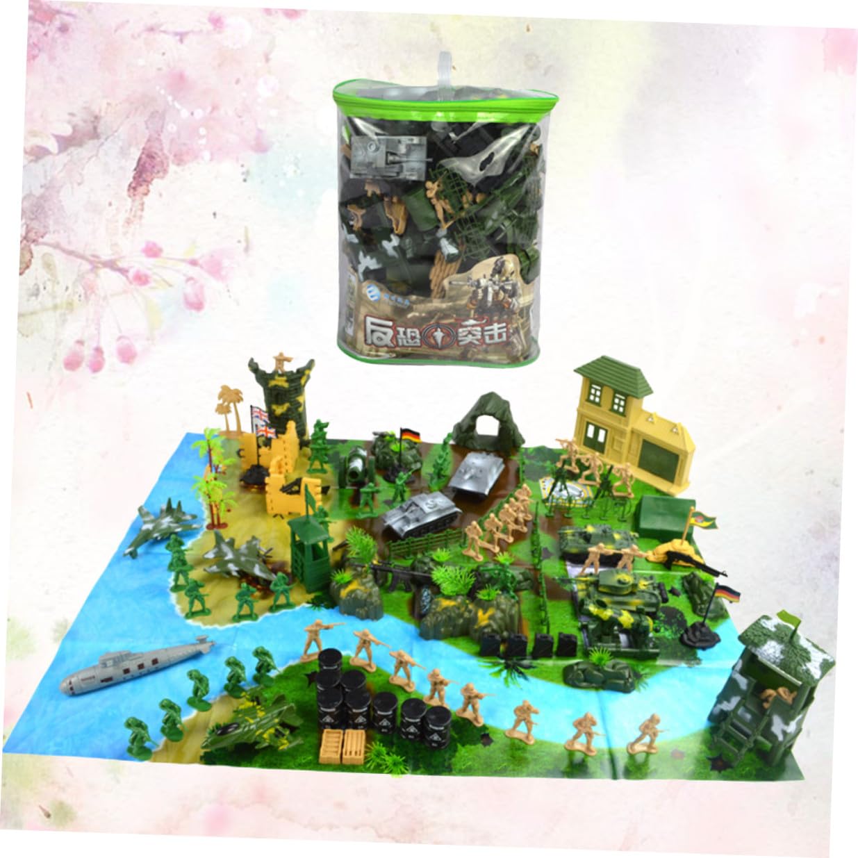 Set Soldatini Militari 130 Pezzi in Plastico, Giocattolo | Design Realistico, Adatto a Tavolo Sabbia, Stile Contemporaneo, 130 Pezzi per Attività di Gioco
