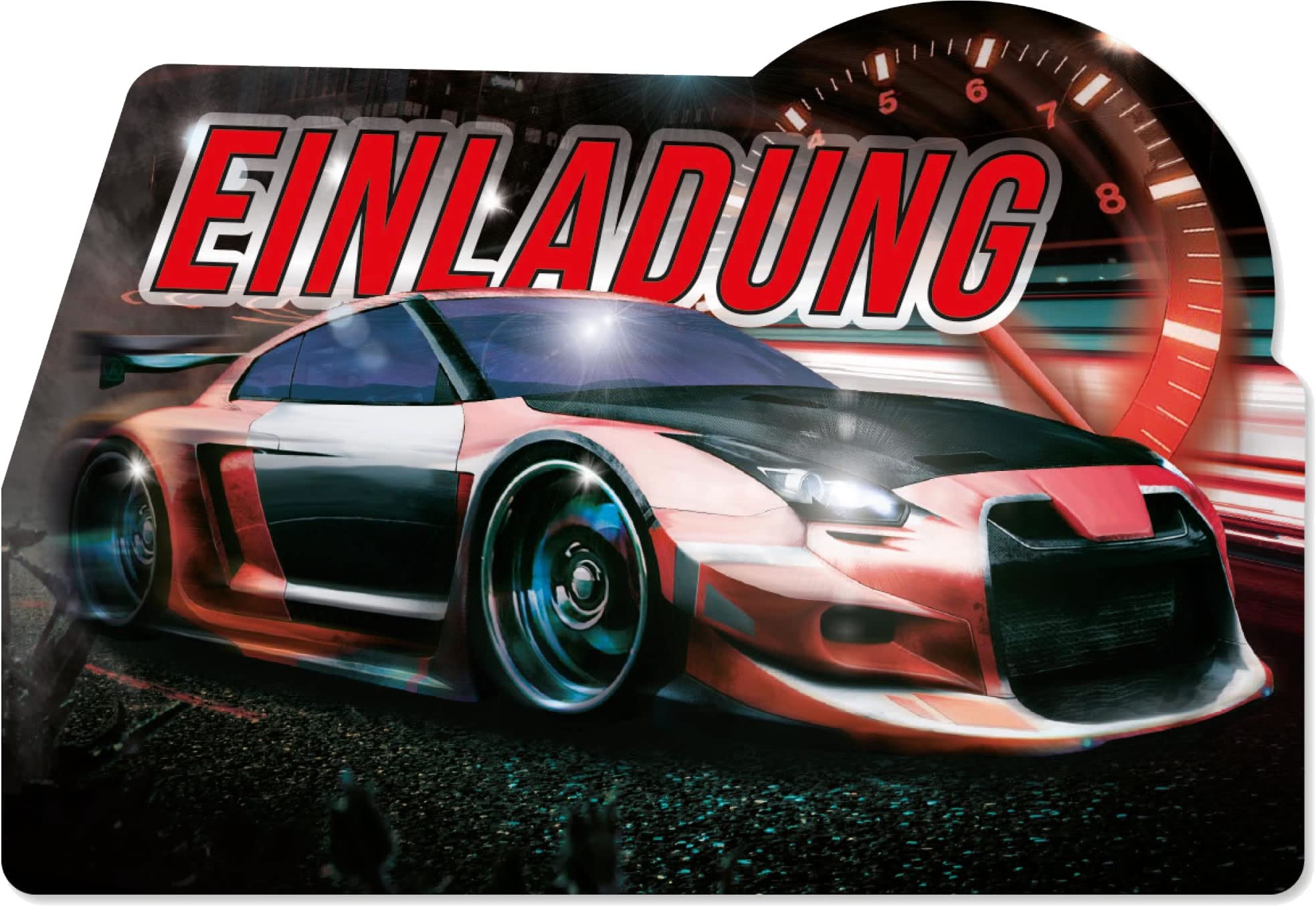 Lutz Mauder Einladungskarten Set 'Schnelle Autos' – 8 Karten + Umschläge, DIN A6