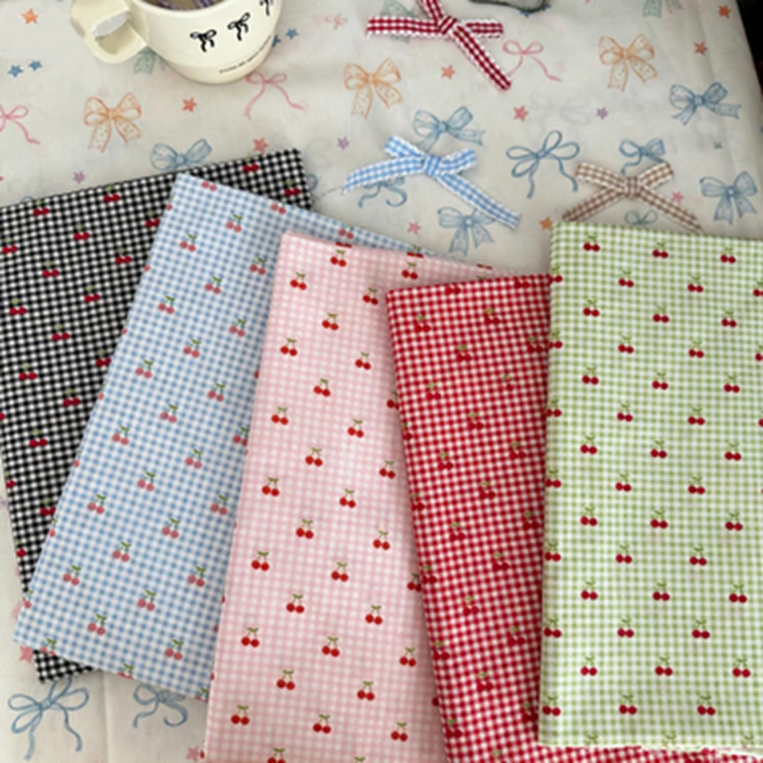 Tartan materiał do szycia, towar sprzedawany na metry, 100% bawełna, karo, do szycia, materiał z motywem wiśni, tkanina bawełniana, materiał dla dzieci, materiał odzieżowy, materiał