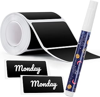 Chalkboard Labels ,120 Pcs Waterproof Reusable Blackboard Sticker with 1 Free Erasable Chalk Markers for Storage Bins, Gla...