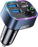 Vista 11 de SYNCWIRE Adaptador de Audio Inalámbrico Bluetooth 5.4 para Coche, Transmisor FM, 48W (PD 36W & 12W) [Interruptor de Luz] [Grave Profundo Hi-Fi]