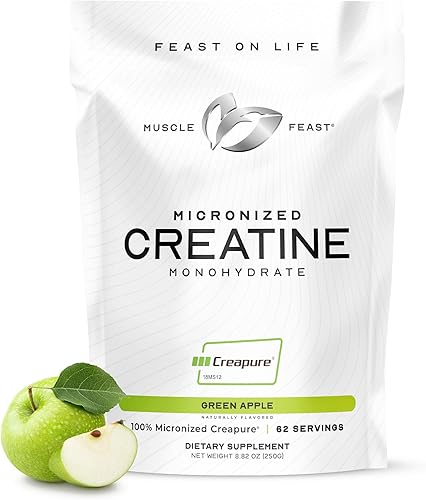Muscle Feast Creapure - Polvo de monohidrato de creatina micronizada  Pre-entrenamiento o post-entrenamiento premium  Creatina saborizada para