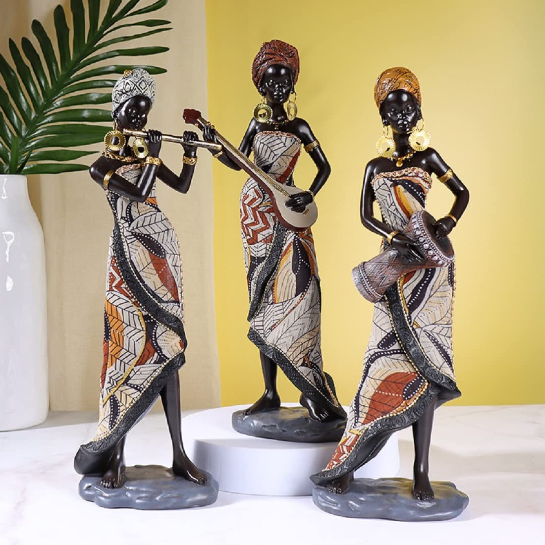 3 Pack Afrikaanse Sculptuur Met Plakband, Vrouwen Beeldje Standbeeld Home Decoratie Ornamenten Home Decor Ornamenten Voor Woonkamer Home Geschenken Voor Mama