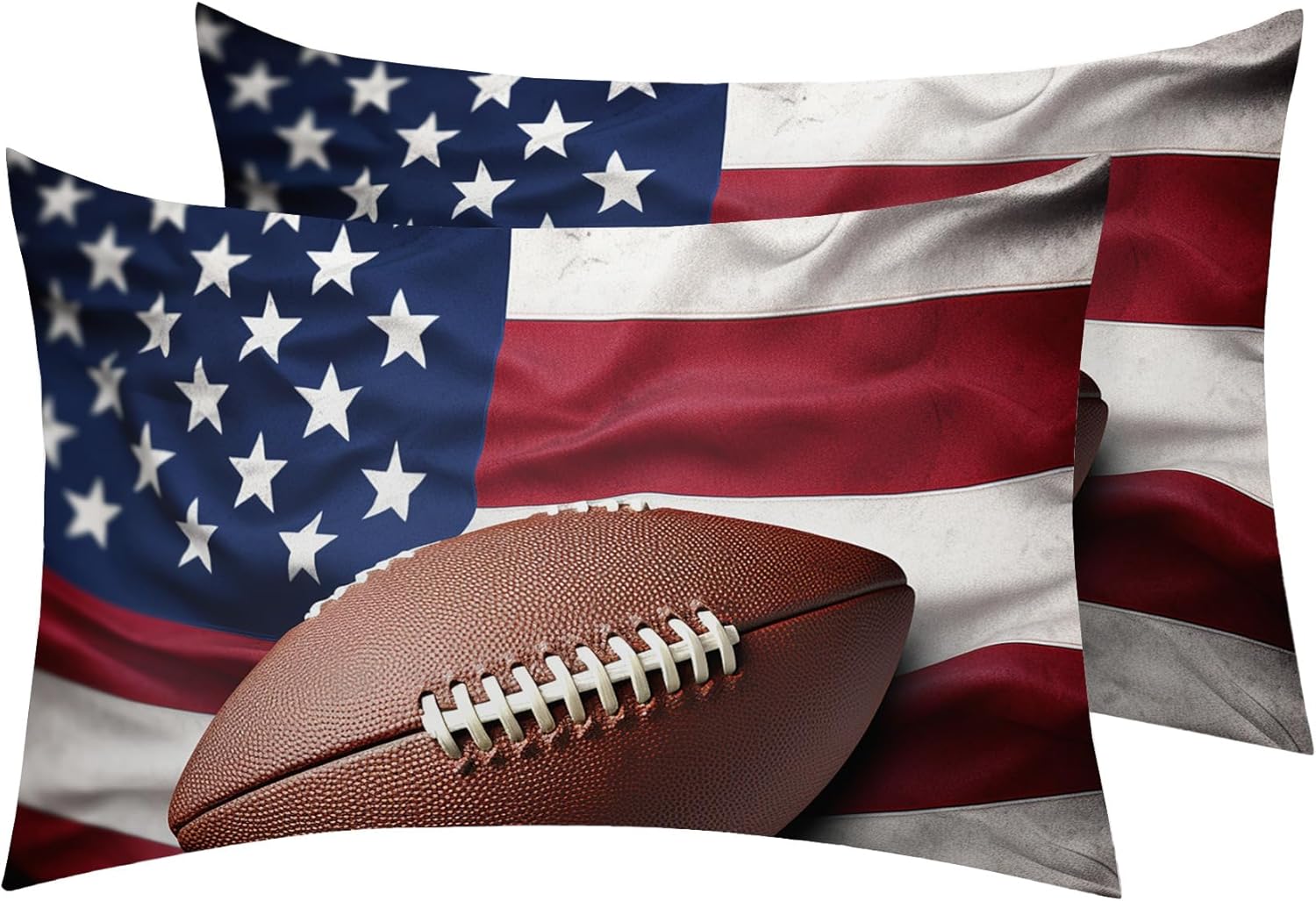 Soccer Pillow Cases Standard Size Set of 2 - Soft Breathable Microfiber Pillowcases with Envelope Closure, Boys Ball Sports Patterned Pillow Covers, Soccer Gifts