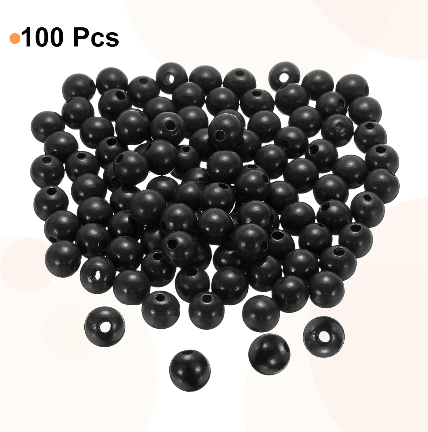 HARFINGTON 100pcs 16mm Black Wood Beads 4.3mm Large Hole Round Wooden Loose Spacer Beads for Jewelry Making Necklace Bracelets DIY Crafts Macrame Handmade Decorations