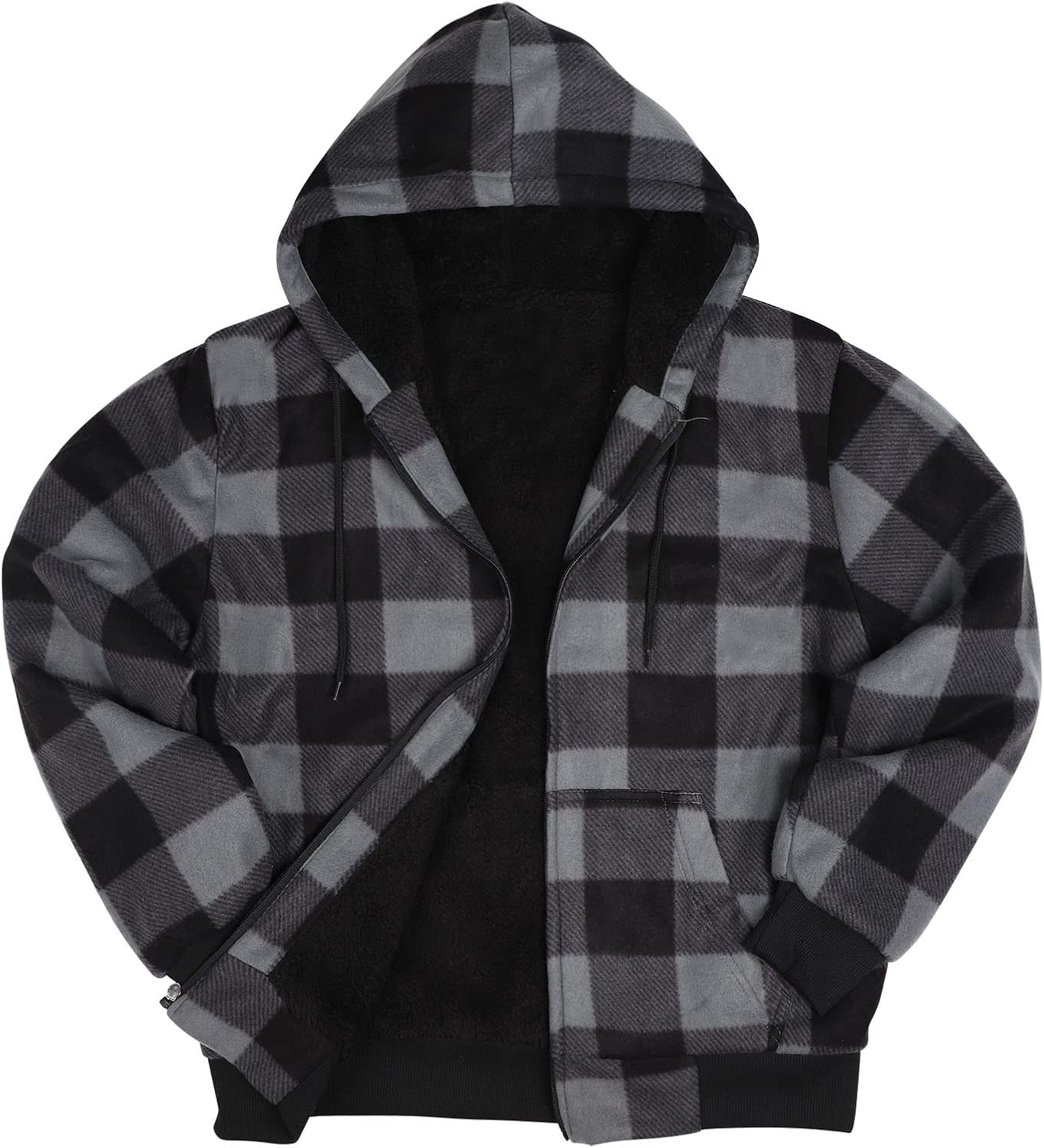 Yasumond Hoodies for Men Zipper Fleece Sweatshirt Heavy Sherpa Lined Hooded Warm Winter Coats Big Tall - Image 5