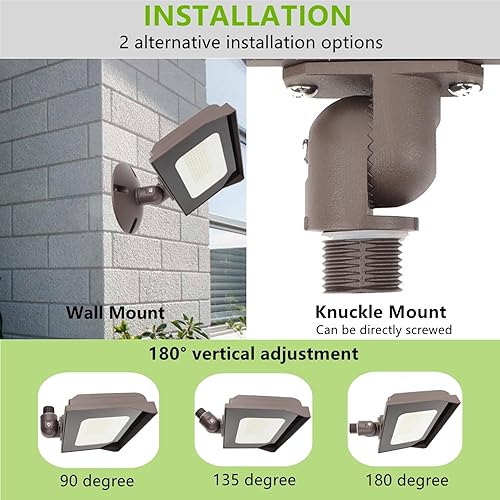 Miniatura 4 de Paquete de 2 luces LED de 60 W para exteriores con montaje en nudillos de 12 pulgada (placa incluida), 5000 K, 7800 lúmenes, 120 V, ETL impermeable,