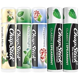 ChapStick Lip Balm, Mint Favorites (Vanilla Mint, Minty Delight, and Peppermint) + 2 Classic Spearmint, 0.15 Oz Ea (5 Piece Set)