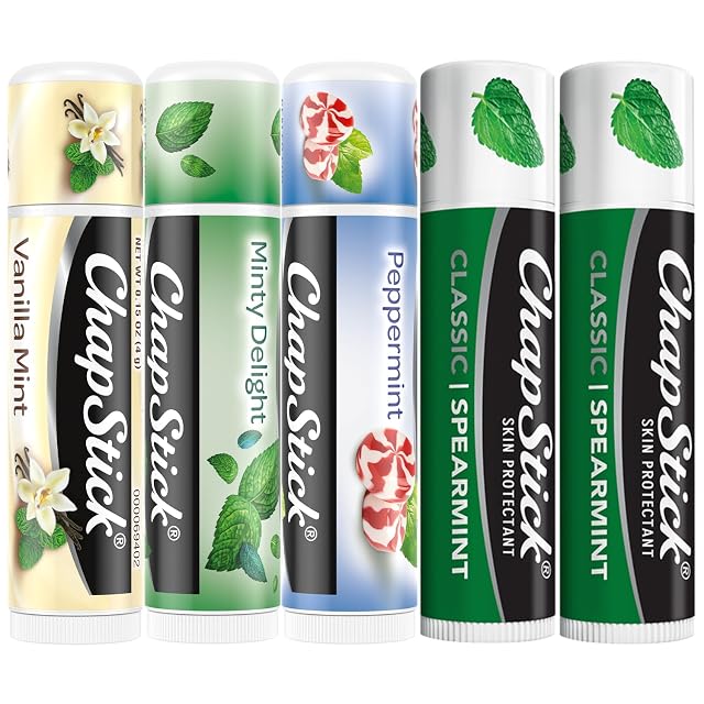 ChapStick Lip Balm Mint Favorites Vanilla Mint Minty Delight and Peppermint 2 Classic Spearmint 0 15 Oz Ea