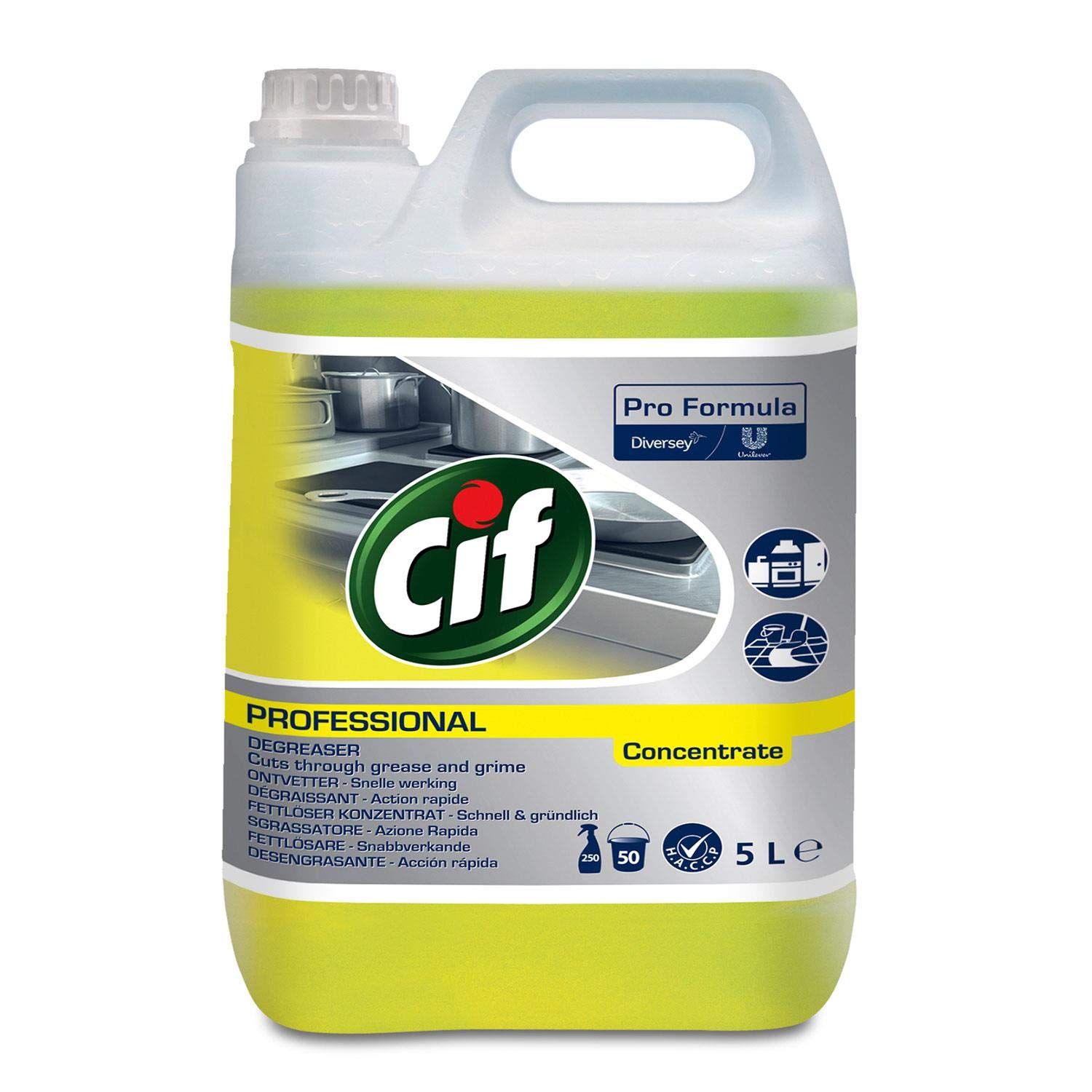 Cif Professional Pro Formula Power Küchen-Entfetter Konzentrat Zitronenduft, Reinigungsspray, 5 l, 2 Stück
