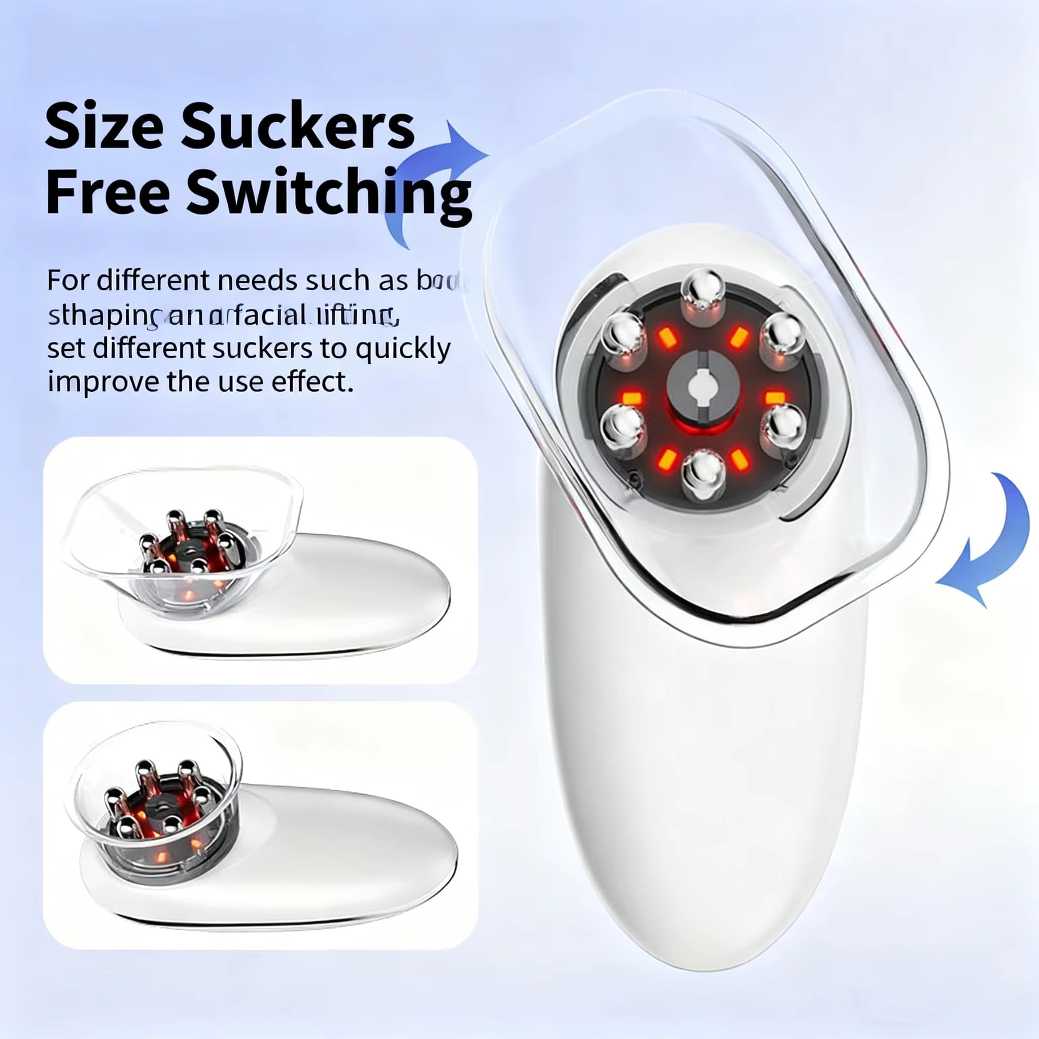 3 in1 Massaggiatore Anticellulite Coppettazione Elettrico con Massaggio a Vuoto EMS Luce Rossa 2 Coppette Rassoda Tessutii Migliora Circolazione