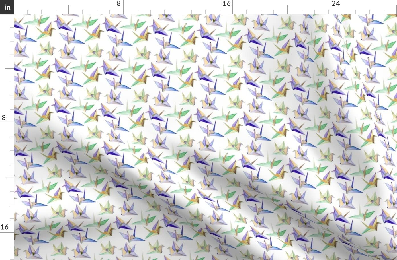 Spoonflower Fabric - Origami Cranes Small Birds Purple Japanese Watercolor Printed on Organic Cotton Sateen Fabric by The Yard - Sewing Quilting Apparel Home Decor