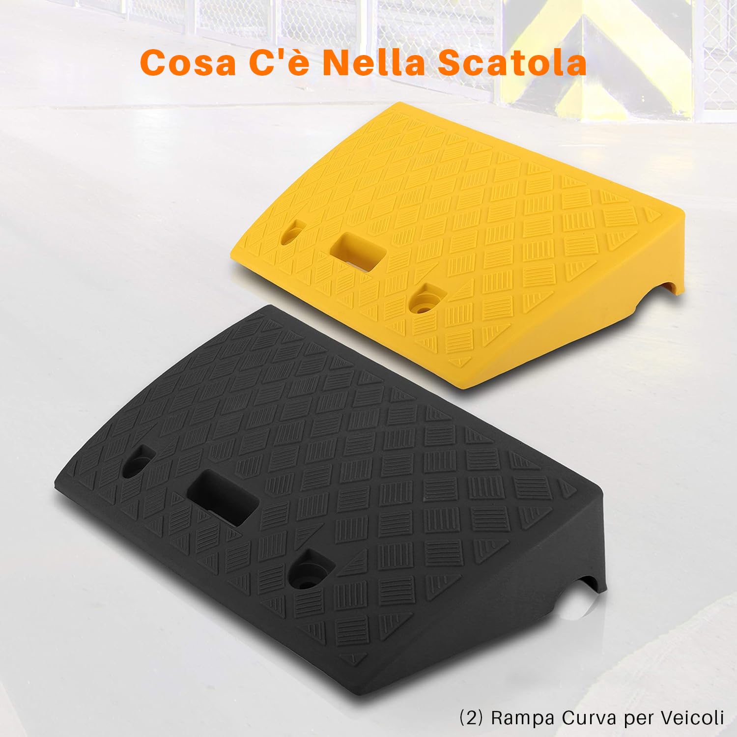 Pyle Rampe per Cordoli in Plastica Leggere e Portatili, Set di Rampe di Soglia in Plastica Resistente da 2 Pezzi per Vialetto, Zona di Carico, Auto, Camion, Scooter, Moto, Mobilità su Sedia a Rotelle